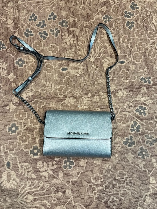Michael Kors Handbags - Michael Kors Silver Leather Mini Bag